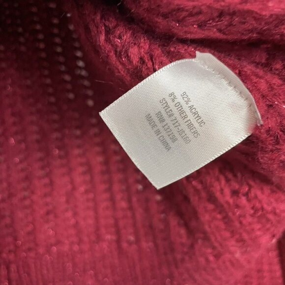 Franchescas Alya Red Sparkly Scalloped Hem Woman’s Sweater Cropped Size Medium - Picture 5 of 6